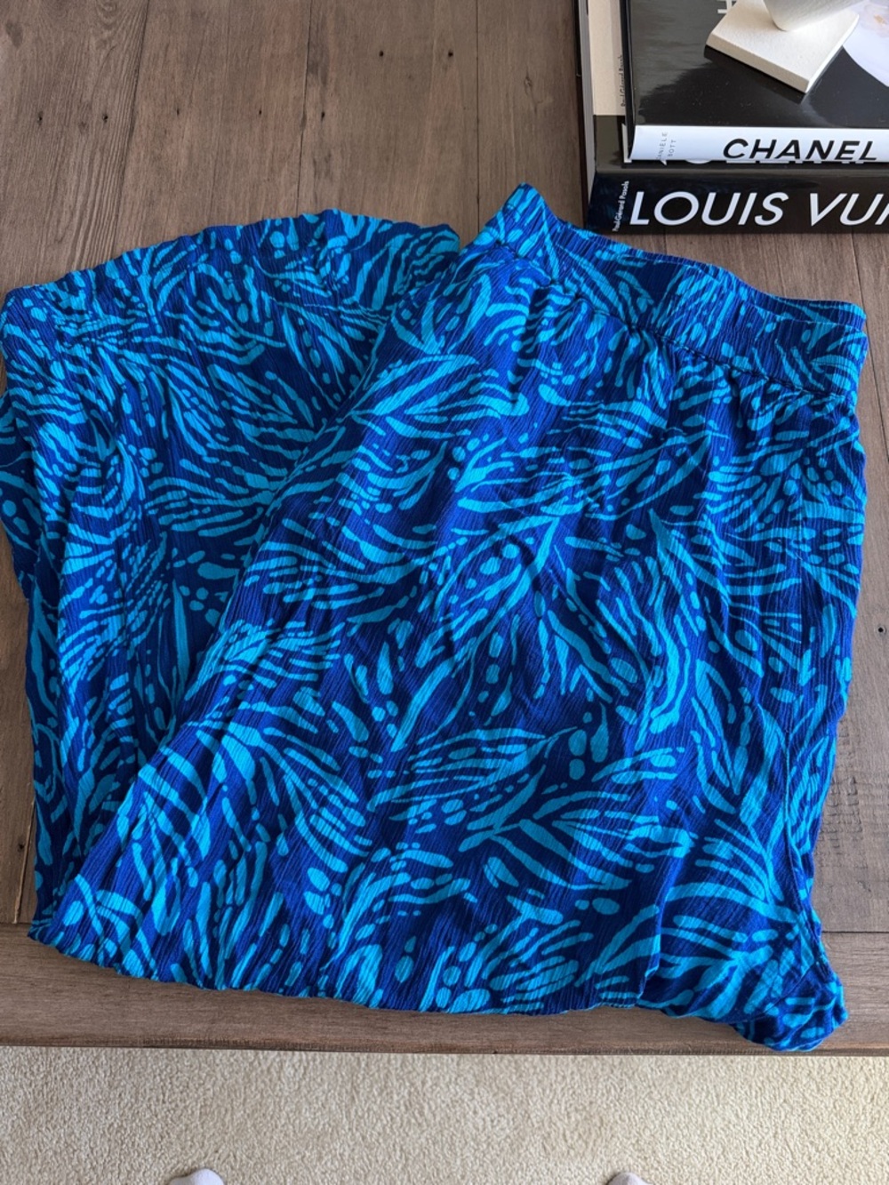 Reitmans Blue Patterned Wide-Leg Pants